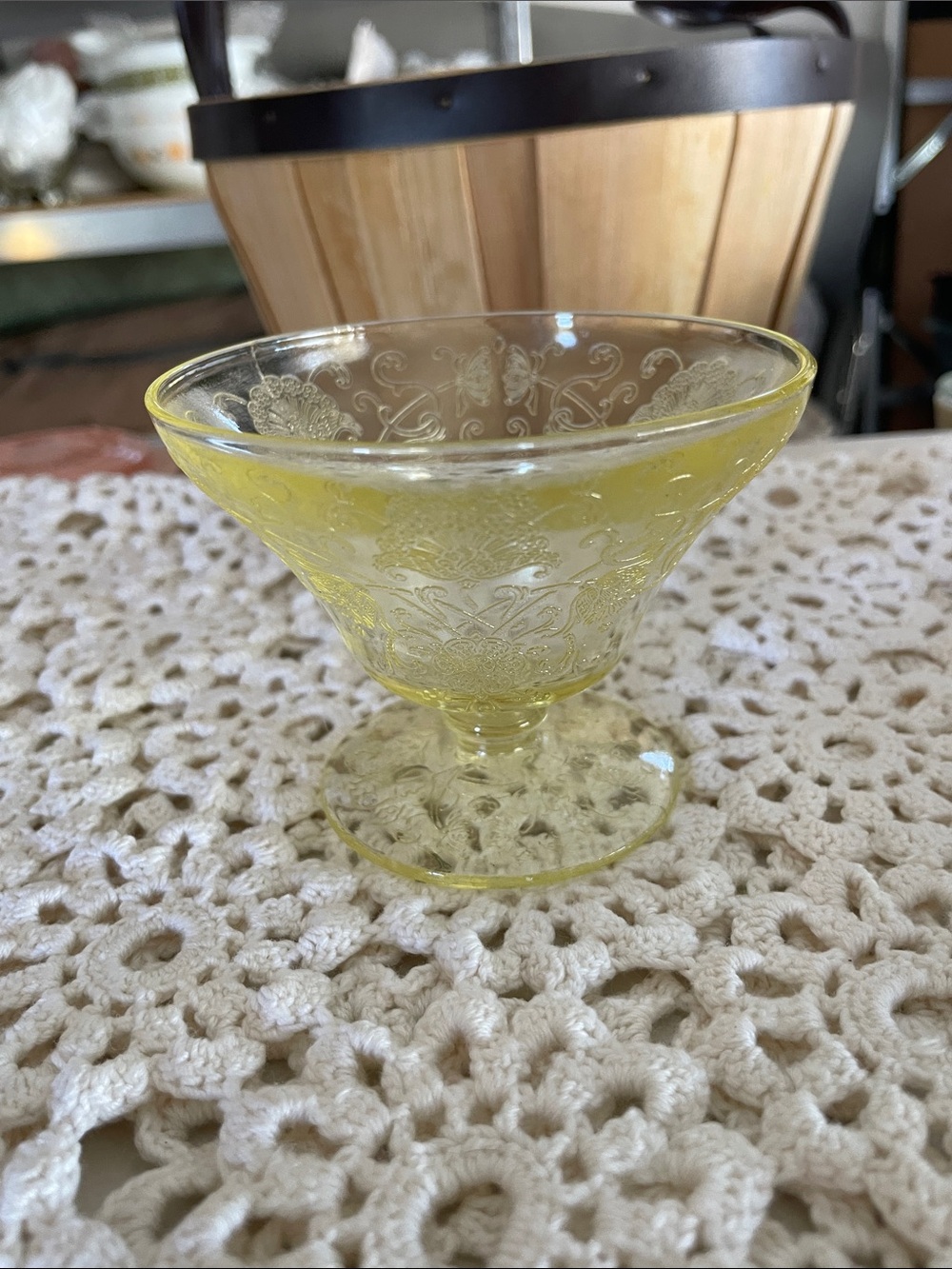 Vintage Hazel Atlas Yellow depression glass sherbet dish